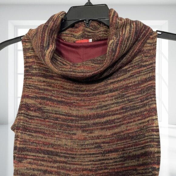 Ruby Rox XS Earthtone Striped Cowl Neck Bodycon Sheath Knit Dress - Picture 6 of 13